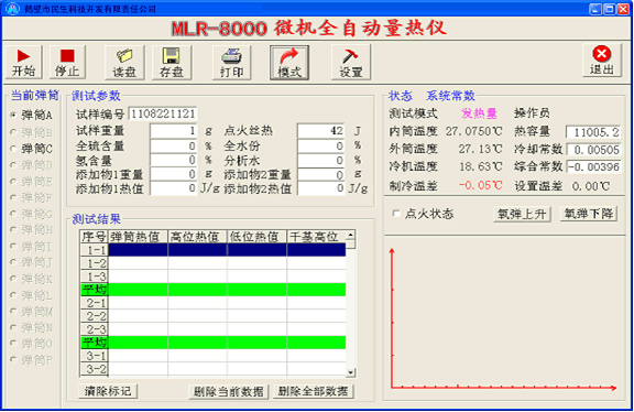 全自動(dòng)量熱儀軟件界面